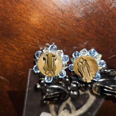 Designer Jewelry THELMA DEUTSCH Swarovski AB Crystal, Navajo Black Onyx, Sterling Silver, Aurora Crystal