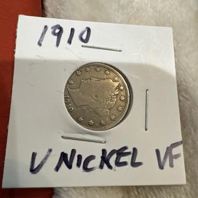 1910 V NICKEL U S COIN 5c VF