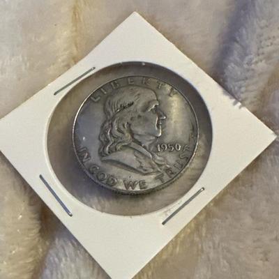 1950 P Benjamin Franklin Half U S coin XVF