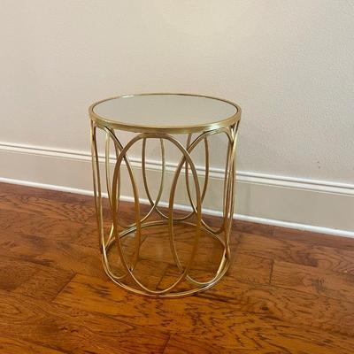 Round Gold Metal Mirror Top Table