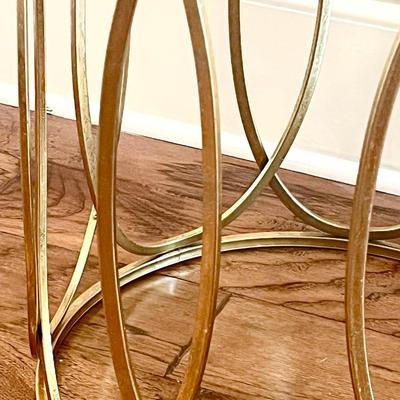 Round Gold Metal Mirror Top Table