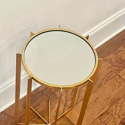 Round Gold Metal Mirrored Table