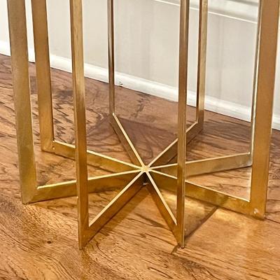 Round Gold Metal Mirrored Table