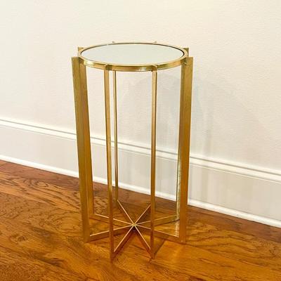 Round Gold Metal Mirrored Table