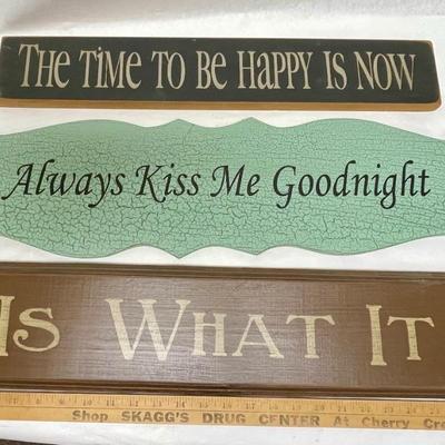 (3) Wooden Wall Decor Plaques approx 30" wide
