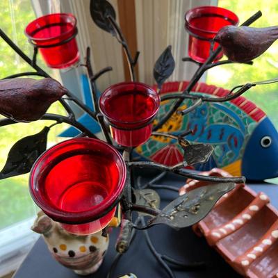 Decorative Animal Lot - Wood, Pottery, Metal