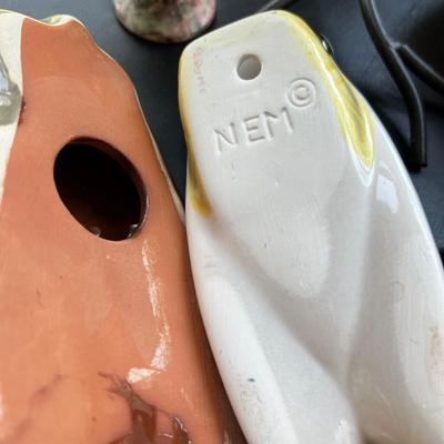 Decorative Animal Lot - Wood, Pottery, Metal