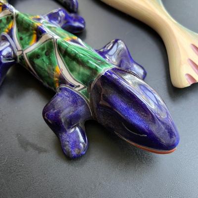 Decorative Animal Lot - Wood, Pottery, Metal