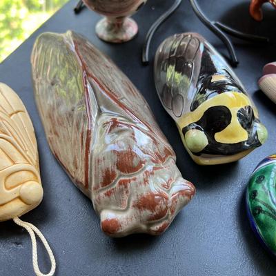 Decorative Animal Lot - Wood, Pottery, Metal