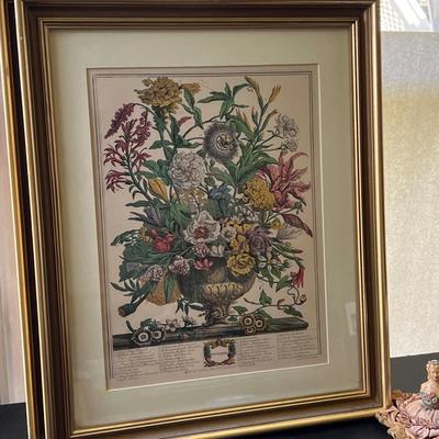 4 Robert Furber Floral Framed Prints - Feb., June, Sept., Nov.