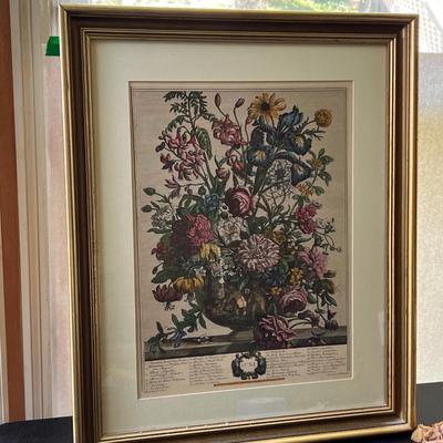 4 Robert Furber Floral Framed Prints - Feb., June, Sept., Nov.