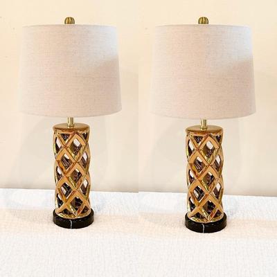 Gold Metal Lamps With Linen Shades
