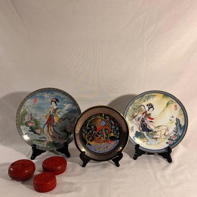 Cinnabar Boxes with 24K Gold Leaf Plate & More (B1-DZ)