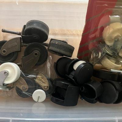 Tub of caster wheels and parts