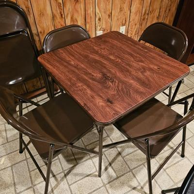 Three Samsonite Card Tables with Chairs (BDB-JS)