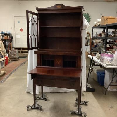 1146 Hepplewhite Style Mahogany Secretary Desk w/ Inlay