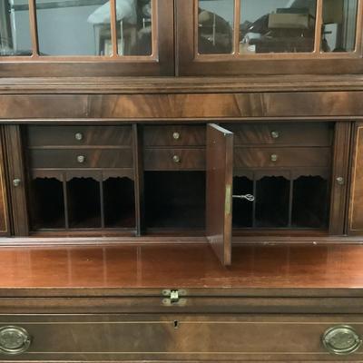 1146 Hepplewhite Style Mahogany Secretary Desk w/ Inlay