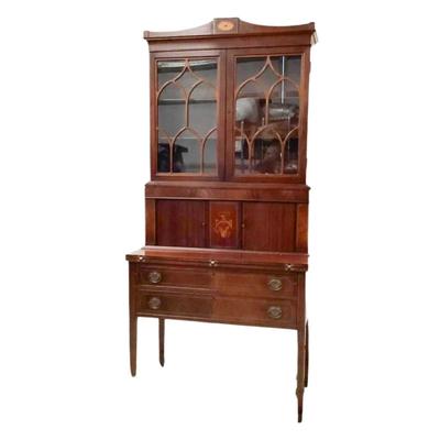 1146 Hepplewhite Style Mahogany Secretary Desk w/ Inlay
