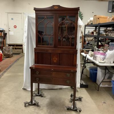 1146 Hepplewhite Style Mahogany Secretary Desk w/ Inlay