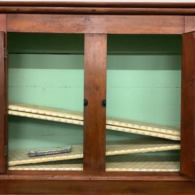 1147 Antique Country Chestnut Stepback Cabinet w/ Victorian Handles (Latch)