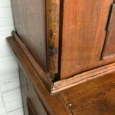 1147 Antique Country Chestnut Stepback Cabinet w/ Victorian Handles (Latch)