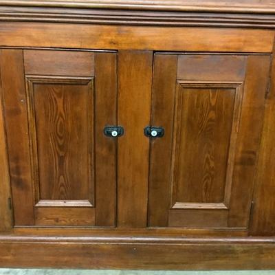 1147 Antique Country Chestnut Stepback Cabinet w/ Victorian Handles (Latch)