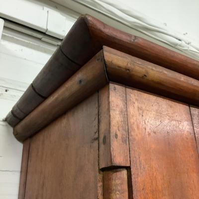 1147 Antique Country Chestnut Stepback Cabinet w/ Victorian Handles (Latch)