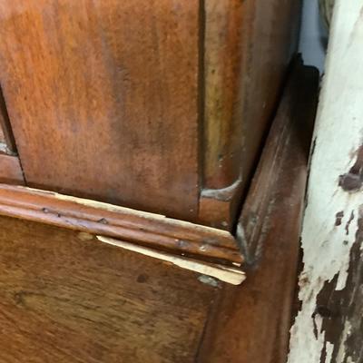 1147 Antique Country Chestnut Stepback Cabinet w/ Victorian Handles (Latch)