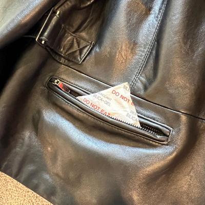 New Anne Klein Leather Moto Jacket Fox Fur Trim Hood XL Womens