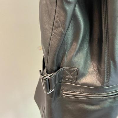 New Anne Klein Leather Moto Jacket Fox Fur Trim Hood XL Womens