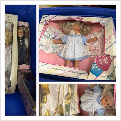 Tote of Various Dolls in Boxes