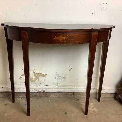 1151 Antique Mahogany Hepplewhite Style Demilune Table