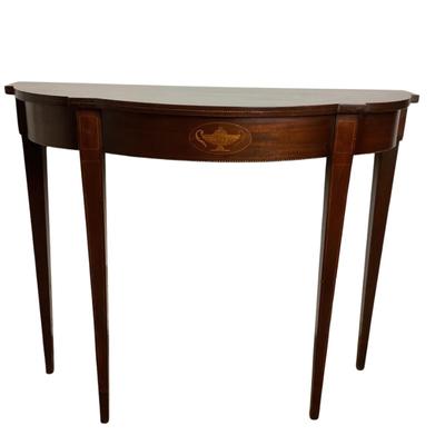 1151 Antique Mahogany Hepplewhite Style Demilune Table