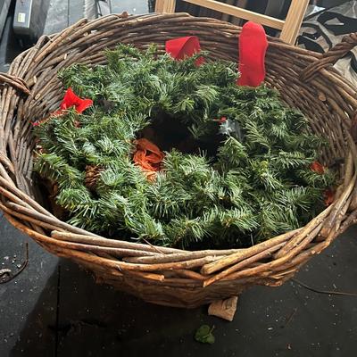 XXL Basket Full of Fall and Christmas Wreaths