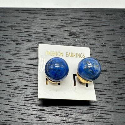 Silver Lapis Lazuli Bead Earrings From Hong Kong