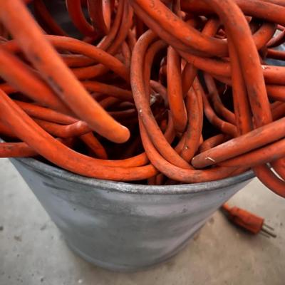 Galvanized Bucket with XL Orange Extension Cord
