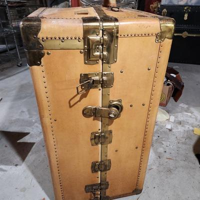 Vintage Wardrobe Travel Trunk with key