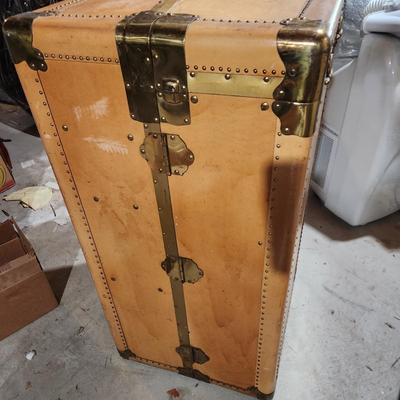 Vintage Wardrobe Travel Trunk with key