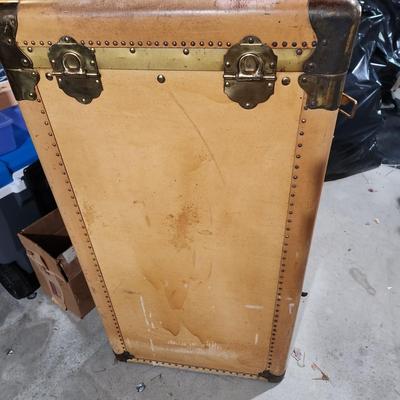 Vintage Wardrobe Travel Trunk with key