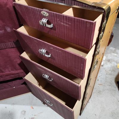 Vintage Wardrobe Travel Trunk with key
