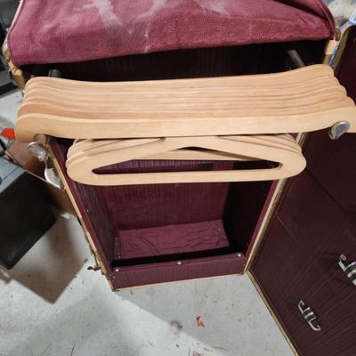 Vintage Wardrobe Travel Trunk with key