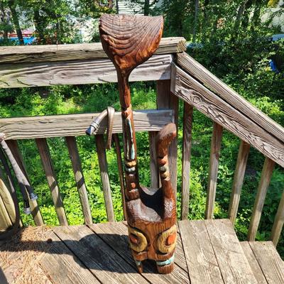 Vintage Mid Century Wood Possible Witco Tiki Cat 41" tall