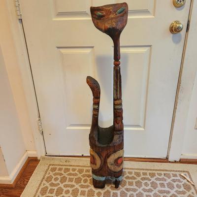 Vintage Mid Century Wood Possible Witco Tiki Cat 41" tall