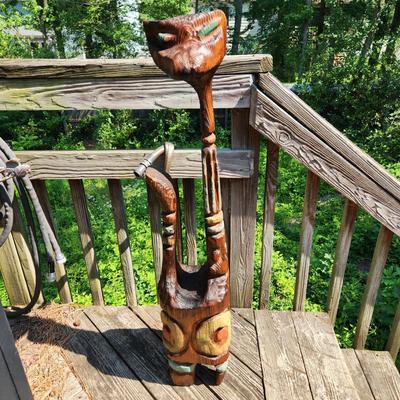 Vintage Mid Century Wood Possible Witco Tiki Cat 41" tall