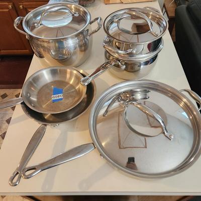 Large lot of Kirkland Pots and Pans Skillet Stockpot Saucepan Made in Italy