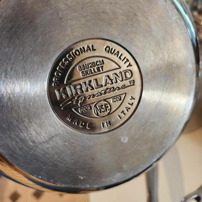 Large lot of Kirkland Pots and Pans Skillet Stockpot Saucepan Made in Italy