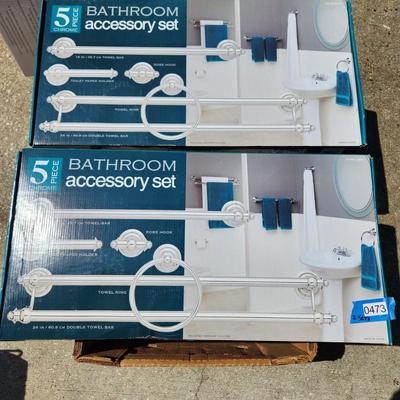 2 Boxes 5 piece Bathroom Accessory Sets Sealed Boxes