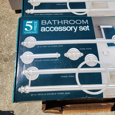 2 Boxes 5 piece Bathroom Accessory Sets Sealed Boxes