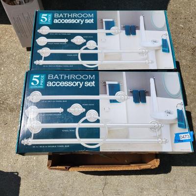 2 Boxes 5 piece Bathroom Accessory Sets Sealed Boxes