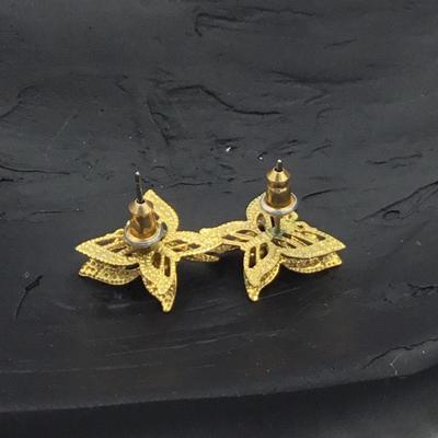 Gold tone butterfly earrings
